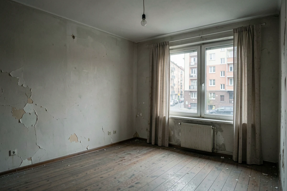Appartement vacant abandonné représentant les logements vides soumis à la taxe sur la vacance en 2026