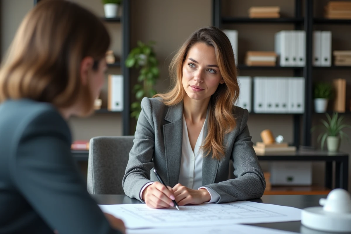 Architecte femme discutant avec un client dans un bureau moderne