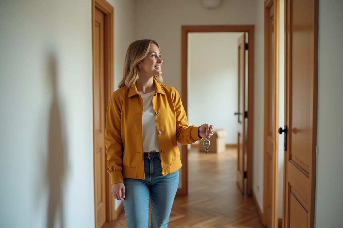 Femme bénéficiaire du dispositif SYPLO recevant les clés de son nouveau logement social