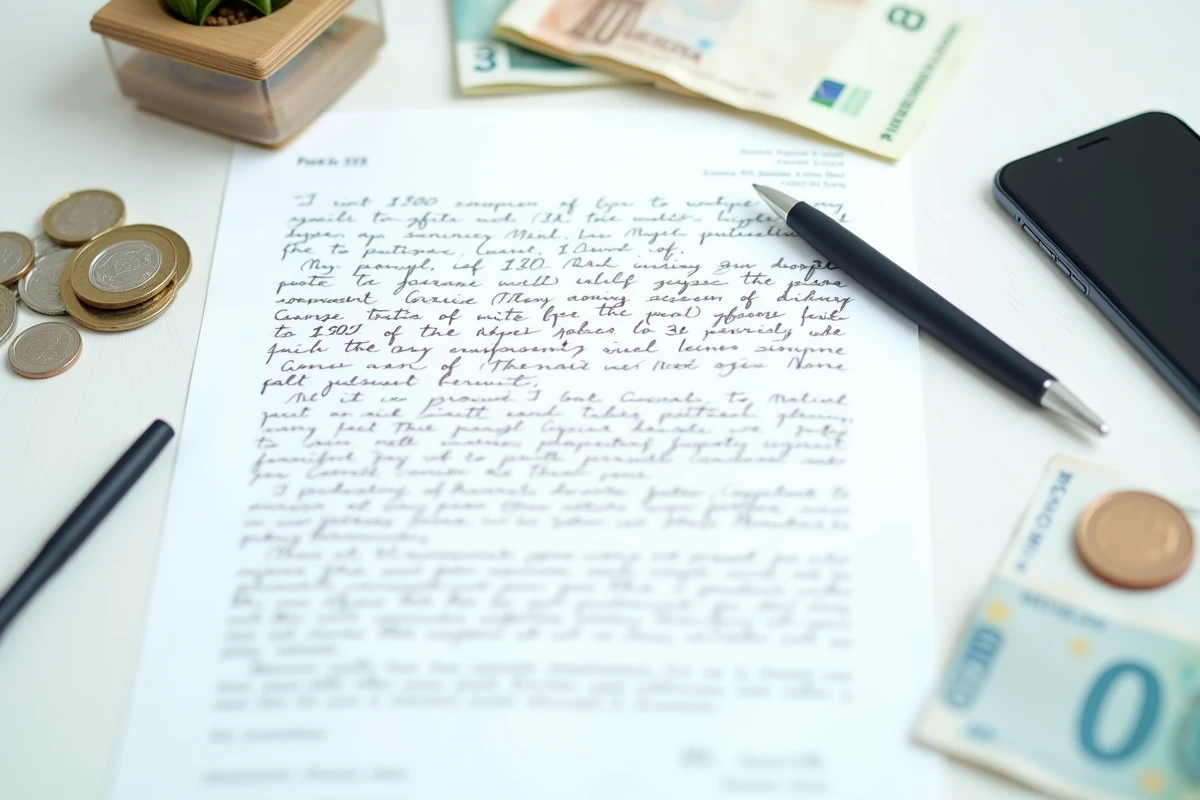 Documents administratifs de restitution de dépôt de garantie avec reçu de virement bancaire et billets en euros sur une table