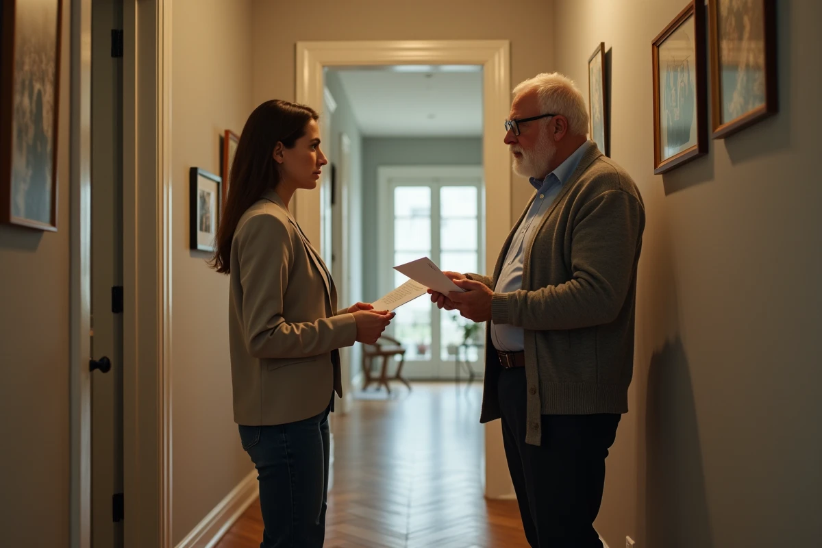 Jeune femme discute avec un propriétaire dans l
