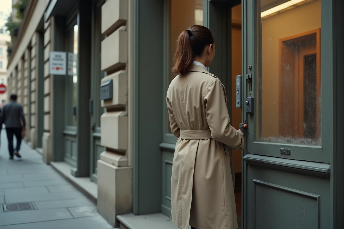Jeune femme regardant par une fenêtre poussiéreuse d