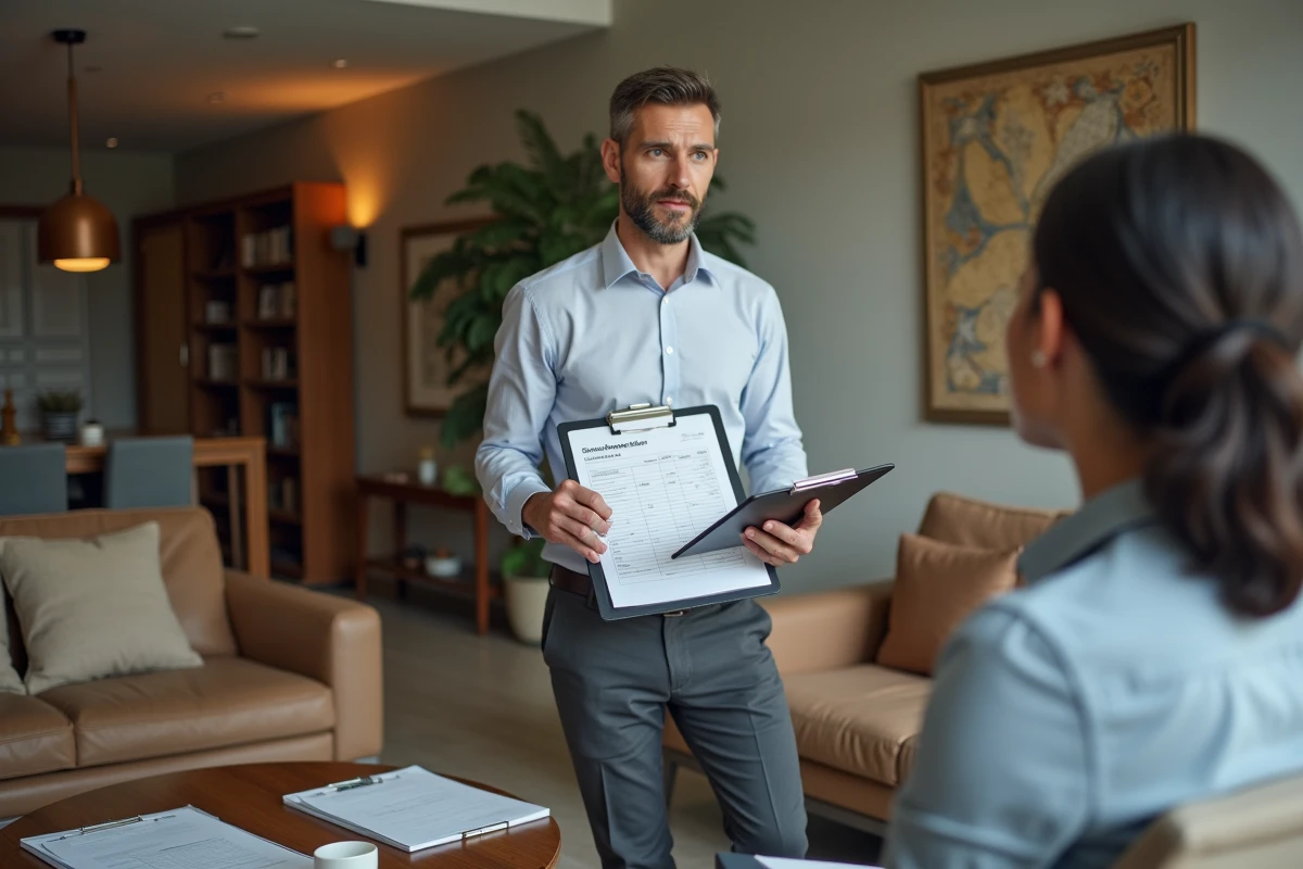 Gestionnaire immobilier explique un tableau de charges à un locataire