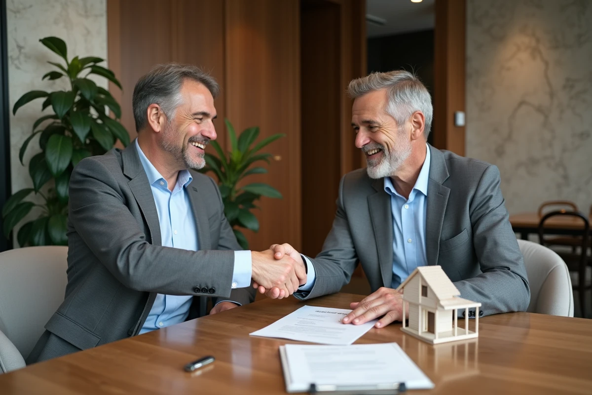 Homme souriant serre la main d