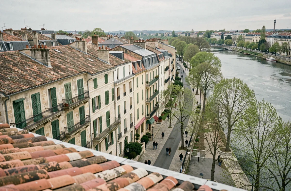 Vue du quartier Petit Bayonne avec immeubles anciens et bords de la Nive pour analyse d'investissement immobilier