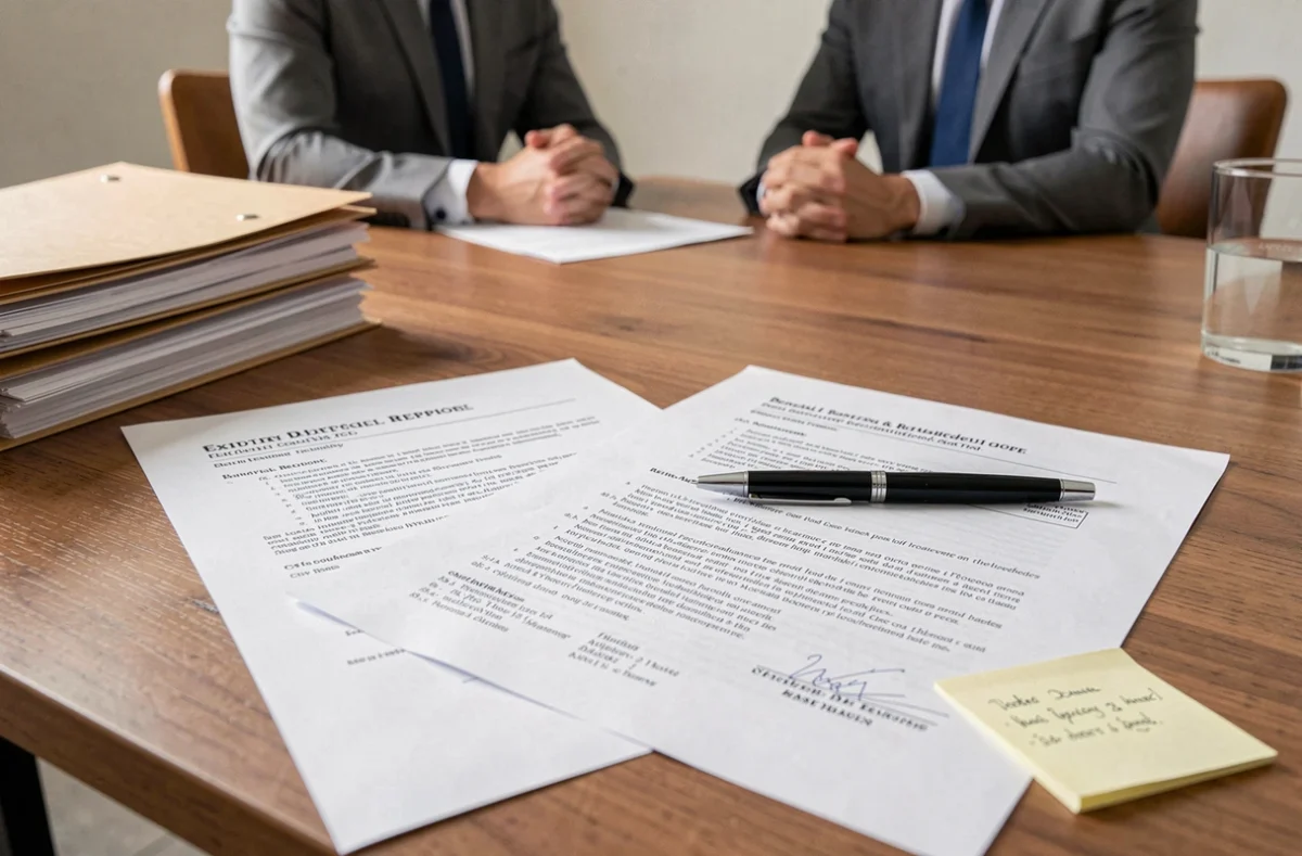 Rapport d'expertise moisissures et contrat de location sur un bureau lors d'une réunion de médiation locative