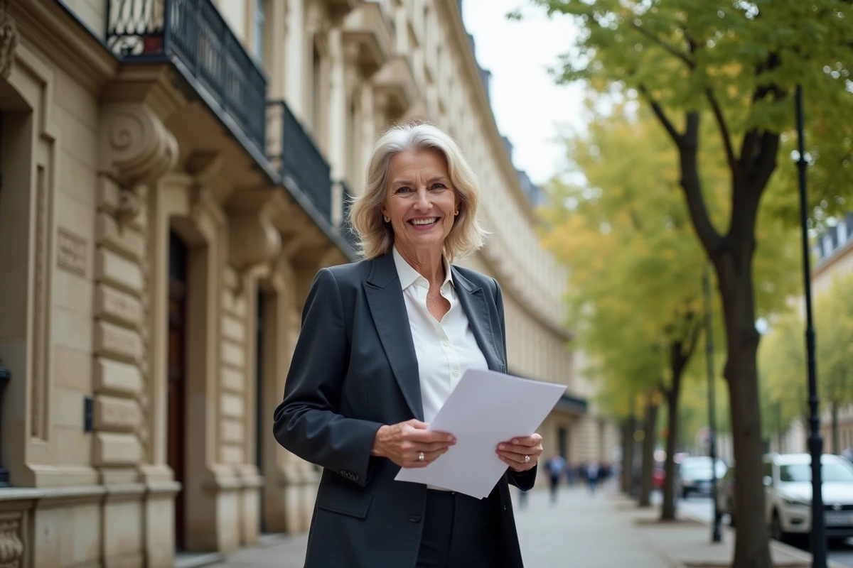 Femme souriante devant bâtiment historique restauré