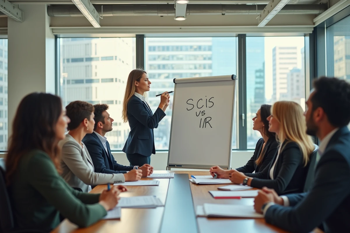 Femme écrivant sur un tableau lors d